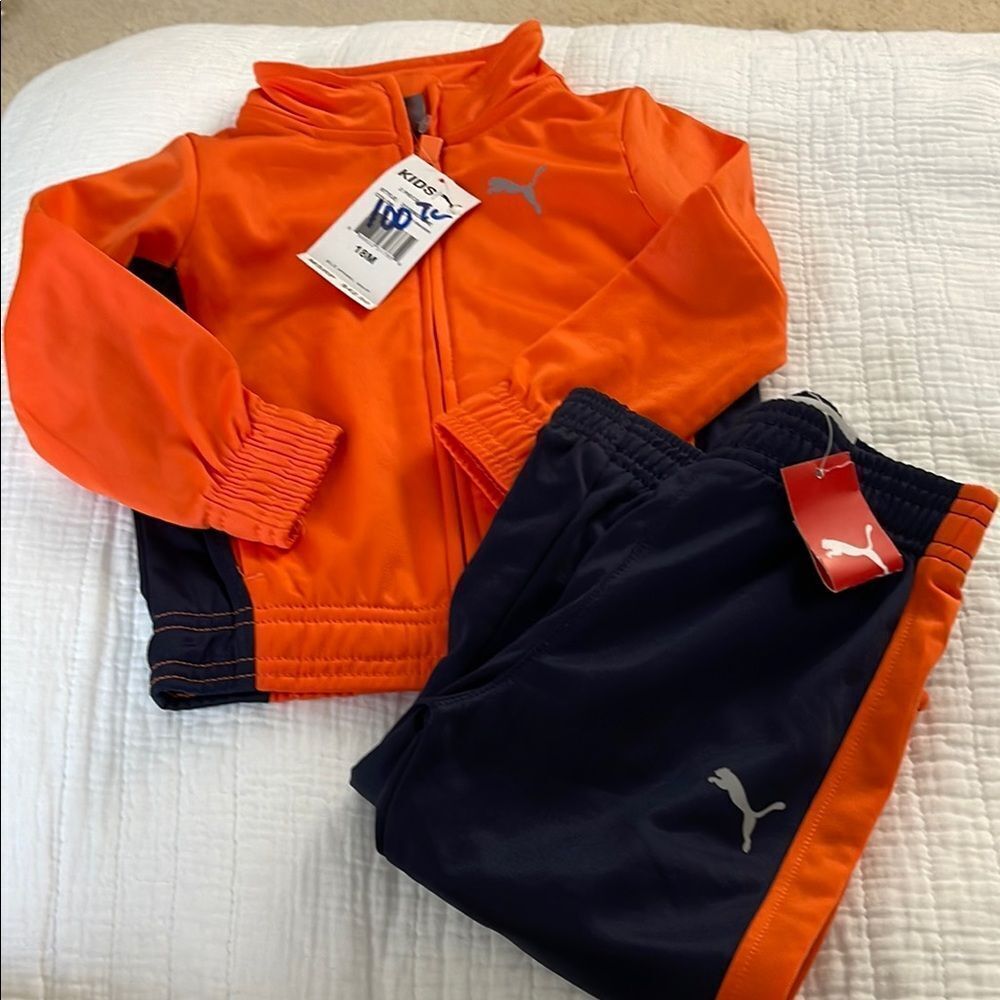 Puma Kids Orange and Black Matching Set